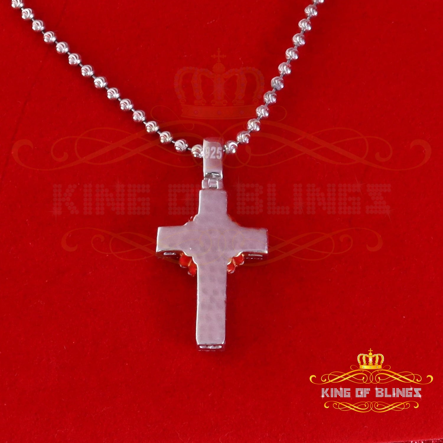 King Of Bling's 925 Sterling White Silver 2.00ct VVS D Clr.Moissanite Cross Pendant Men/ Women. KING OF BLINGS