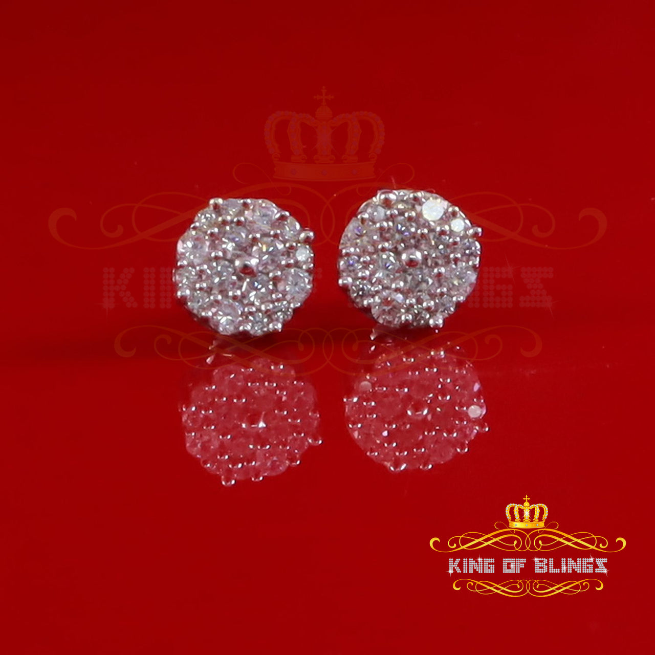 King of Blings- Aretes Para Hombre 925 White Silver 2.48ct Cubic Zirconia Round Women's Earring