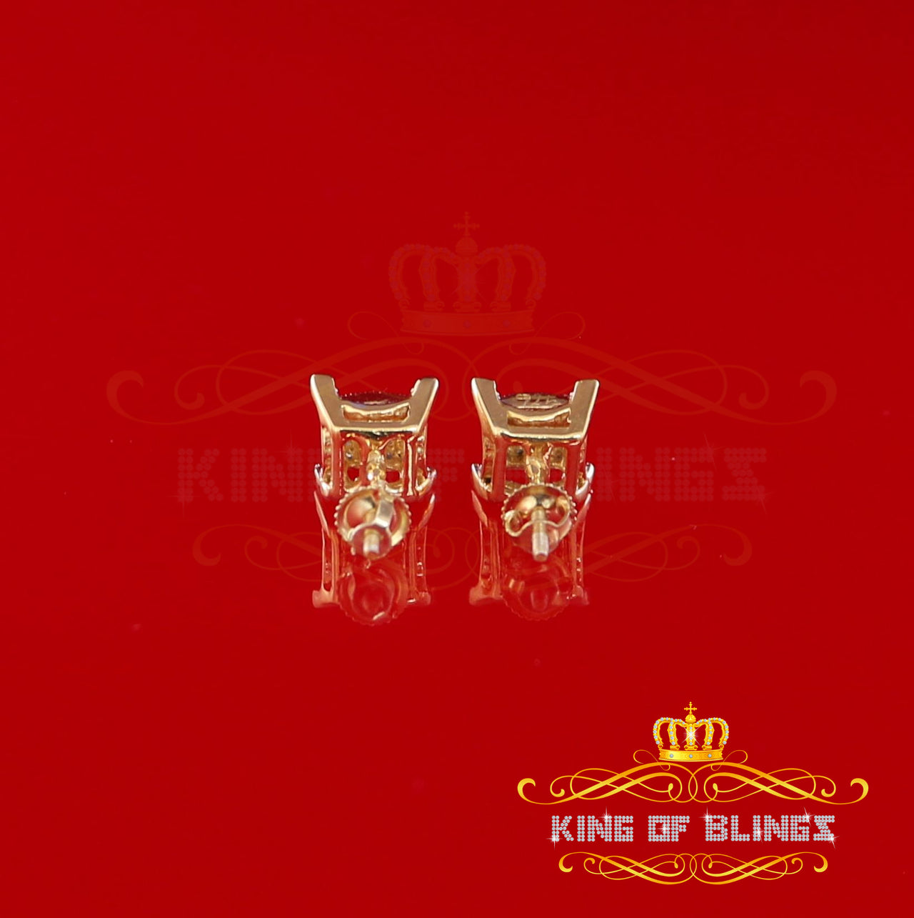 King of Blings-Yellow 925 Sterling Silver Hip Hop 0.15ct Diamond Men's & Women's Square Earring