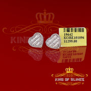 King of Blings-Micro Pave 0.66ct Real Diamonds 925 Yellow Silver Women's & Men's Heart Earrings KING OF BLINGS