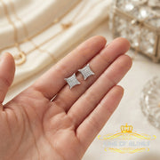 King Of Bling's 925 Sterling Silver 0.15ct Small Diamond For Women's & Men's White Kite Earring KING OF BLINGS