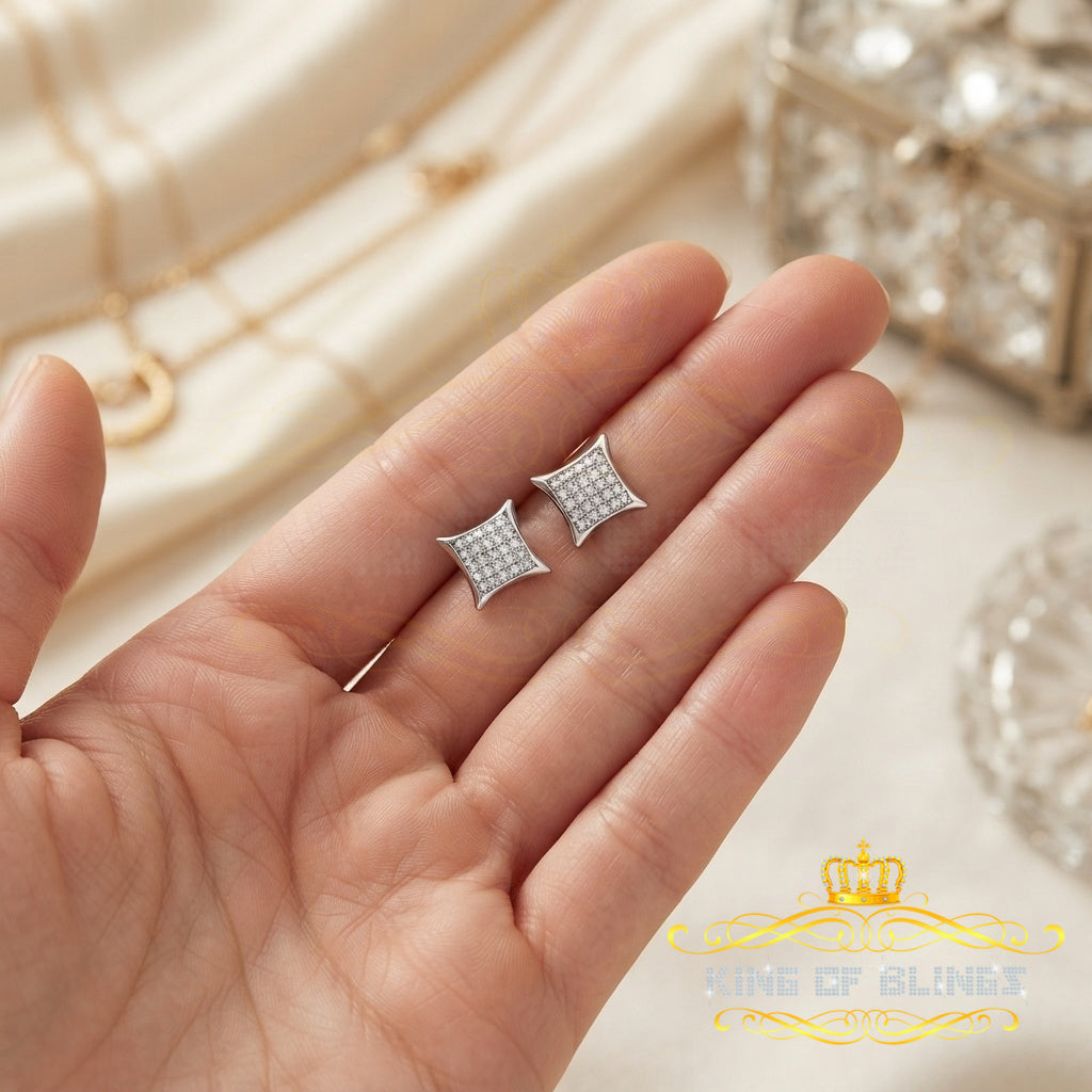 King Of Bling's 925 Sterling Silver 0.15ct Small Diamond For Women's & Men's White Kite Earring KING OF BLINGS