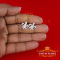 King of Blings- Fleur de Lis White 925 Silver Screw Back 0.62ct Cubic Zirconia Women Earrings KING OF BLINGS