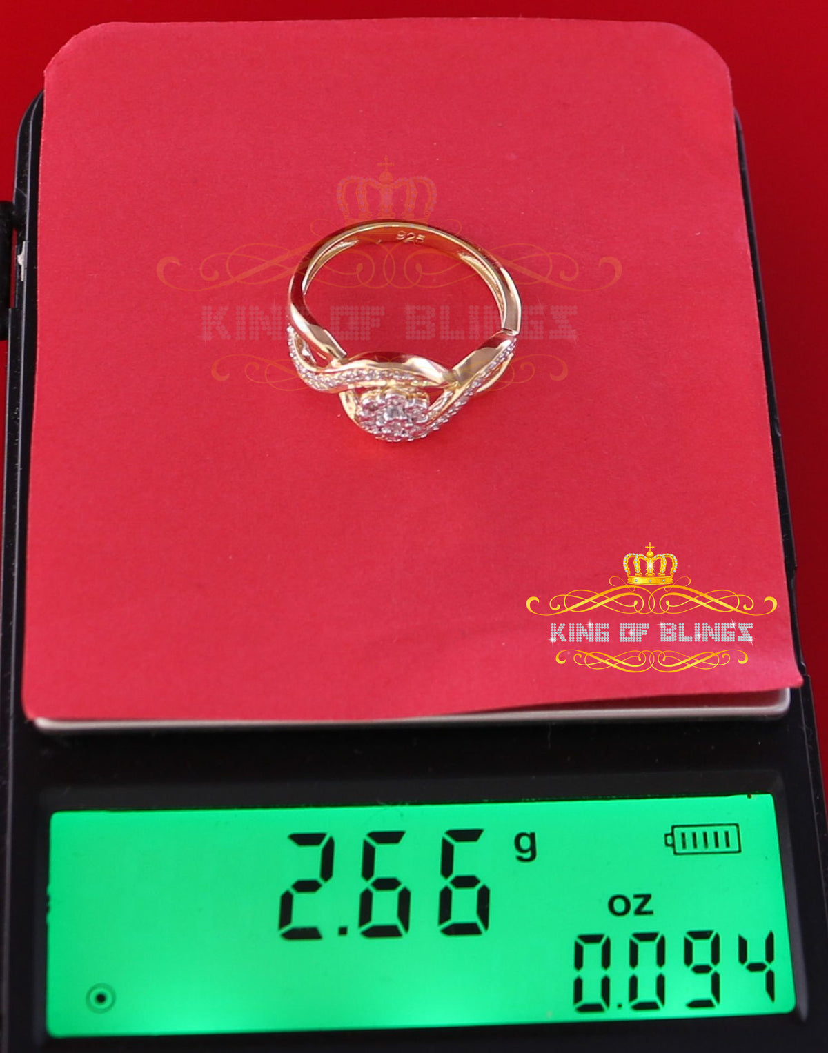 King Of Bling's 0.15 CT Real Diamond Womens Sterling Silver Yellow Ring Size 7.00 oval shape kingofblings