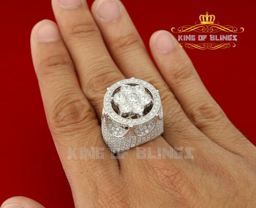 King Of Bling'sWhite Silver Cubic Zirconia 16.50ct Men's Adjustable Ring From Size 10 to 12 KING OF BLINGS