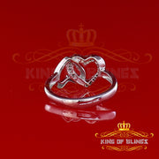 King Of Bling's Real Diamond 0.10 CT Womens 925 White Sterling Silver Love Heart Ring Size 7 KING OF BLINGS