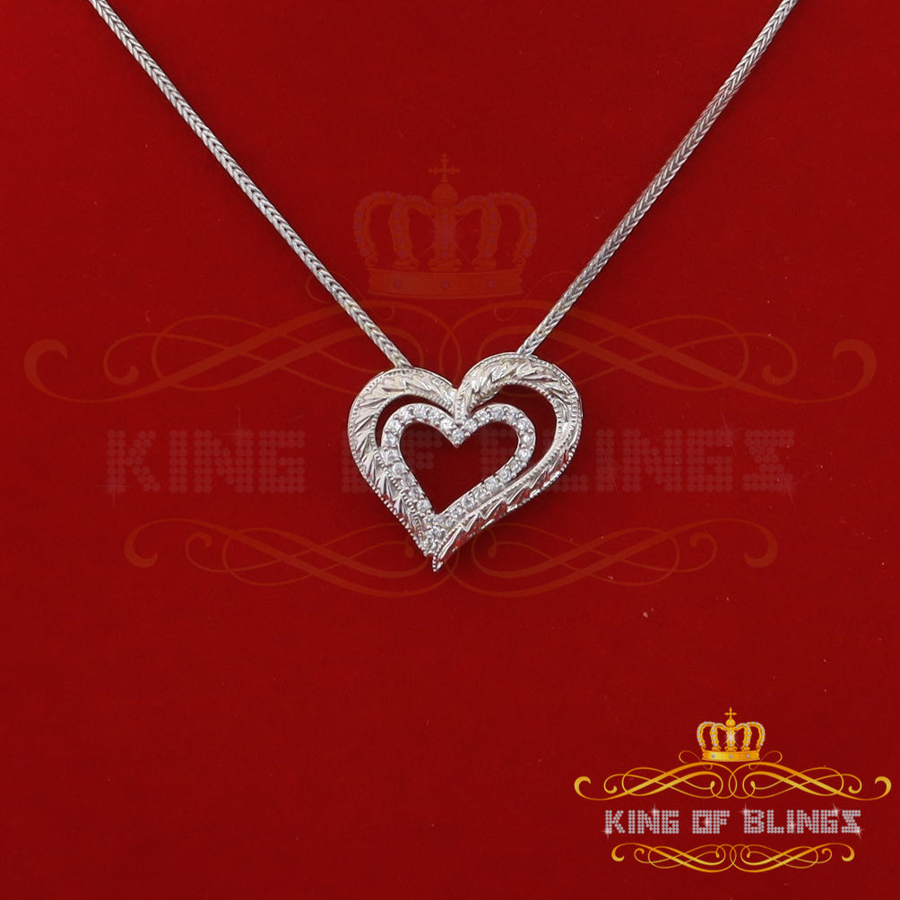 King Of Bling's Fancy Attractive white Sterling Silver Heart Shape Pendant 0.87ct Cubic Zirconia