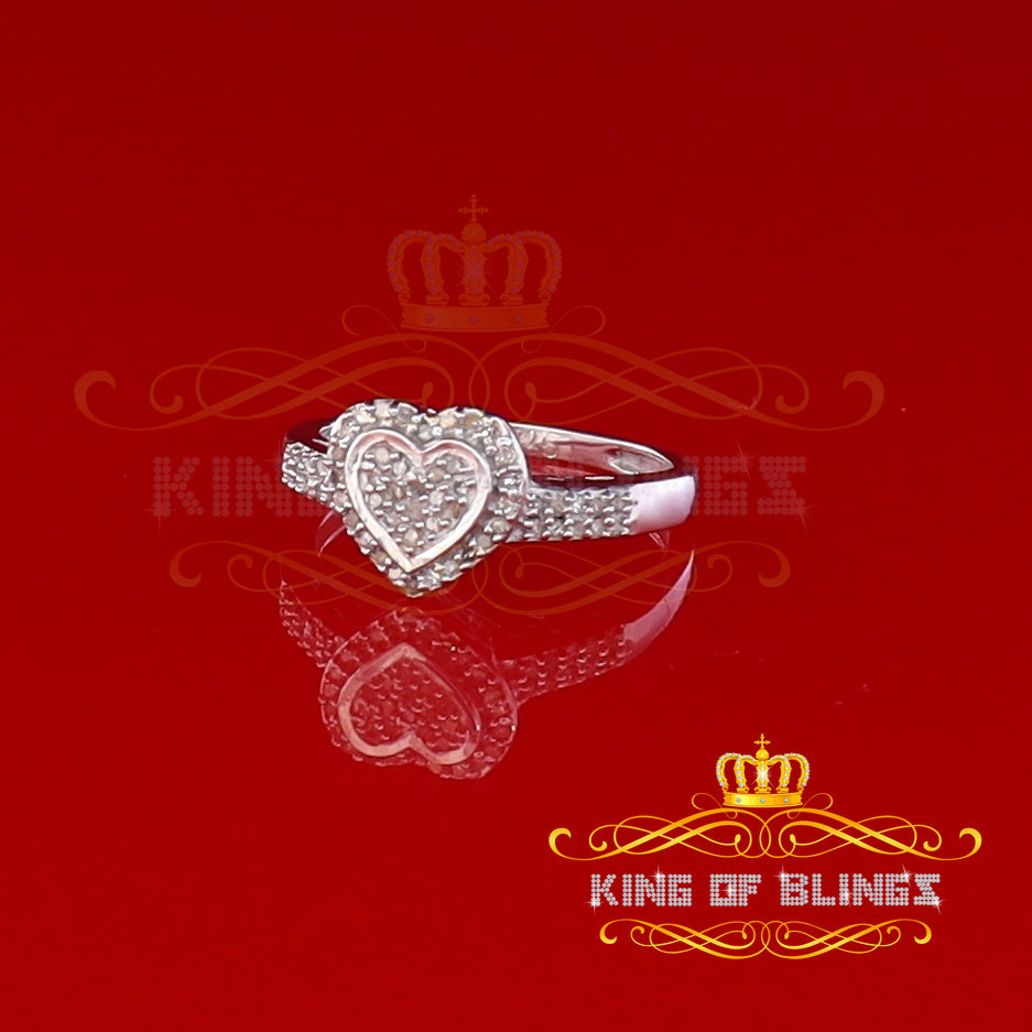 King Of Bling's 0.25 CT Real Diamond 925 Sterling Silver White Wedding Womens Heart Ring Size 7 KING OF BLINGS