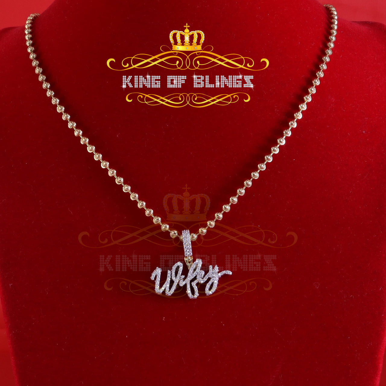 King Of Bling's New 1.60ct Cubic Zirconia Men/Women Sterling Silver Yellow 3D "WIFEY" Pendant KING OF BLINGS