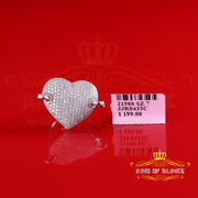King Of Bling's925 Silver Round Shape Stone White Heart Ring Size 7 Womens 100 Cubic Zirconia KING OF BLINGS