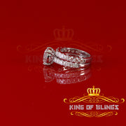 King of Bling's 7.00ct Moissanite White Sterling Silver Men's/ Women Bridal Round Rings Size 8 KING OF BLINGS
