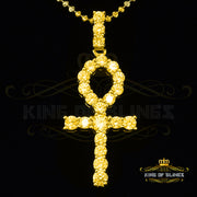 Promising Yellow 925 Sterling Silver ANKH Shape Pendant 7.60ct Cubic Zirconia KING OF BLINGS