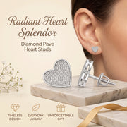 King of Bling's 925 Sterling White Silver 0.84ct Cubic Zirconia Women's & Men's Heart Earrings KING OF BLINGS