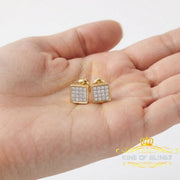 King Of Bling's 925 Yellow Sterling Silver 0.15ct Diamond For Women's & Men's Square Earrings KING OF BLINGS