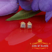 King of Blings-0.05ct Diamond For Yellow 925 Sterling Silver Men's & Women's Square Earrings KING OF BLINGS