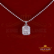 King Of Bling's 0.75ct VVS D Clr.Moissanite Square Pendant Men/ Women 925 White Silver KING OF BLINGS