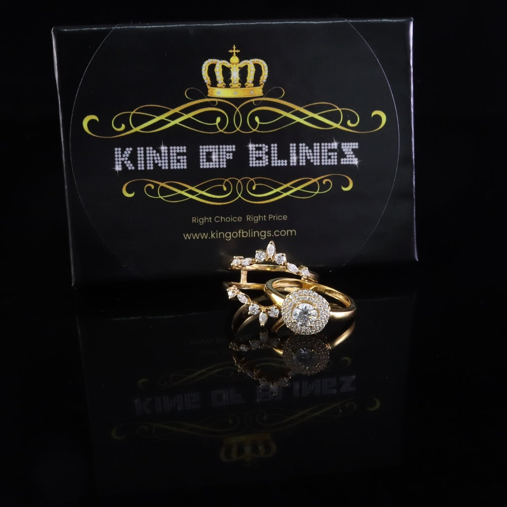 King Of Blings Women Enhancer Guard Wrap Insert Ring SZ 7 Yellow 925 Silver 1.66ct Moissanite