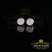 King Of Bling's 0.10ct Diamond 925 Sterling Silver White For Men's / Women's Round Style Earring KING OF BLINGS