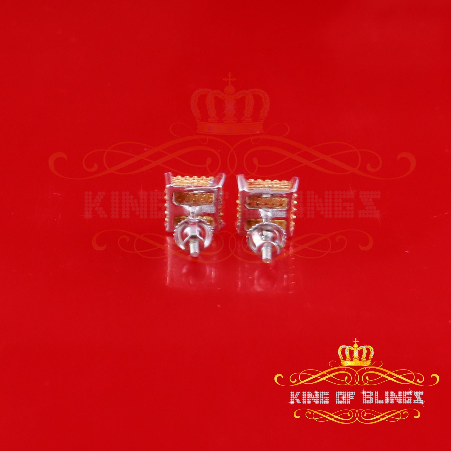 King Of Bling's 0.15ct Diamond Square Stud Earrings For Women White 925 Sterling Silver For Men KING OF BLINGS
