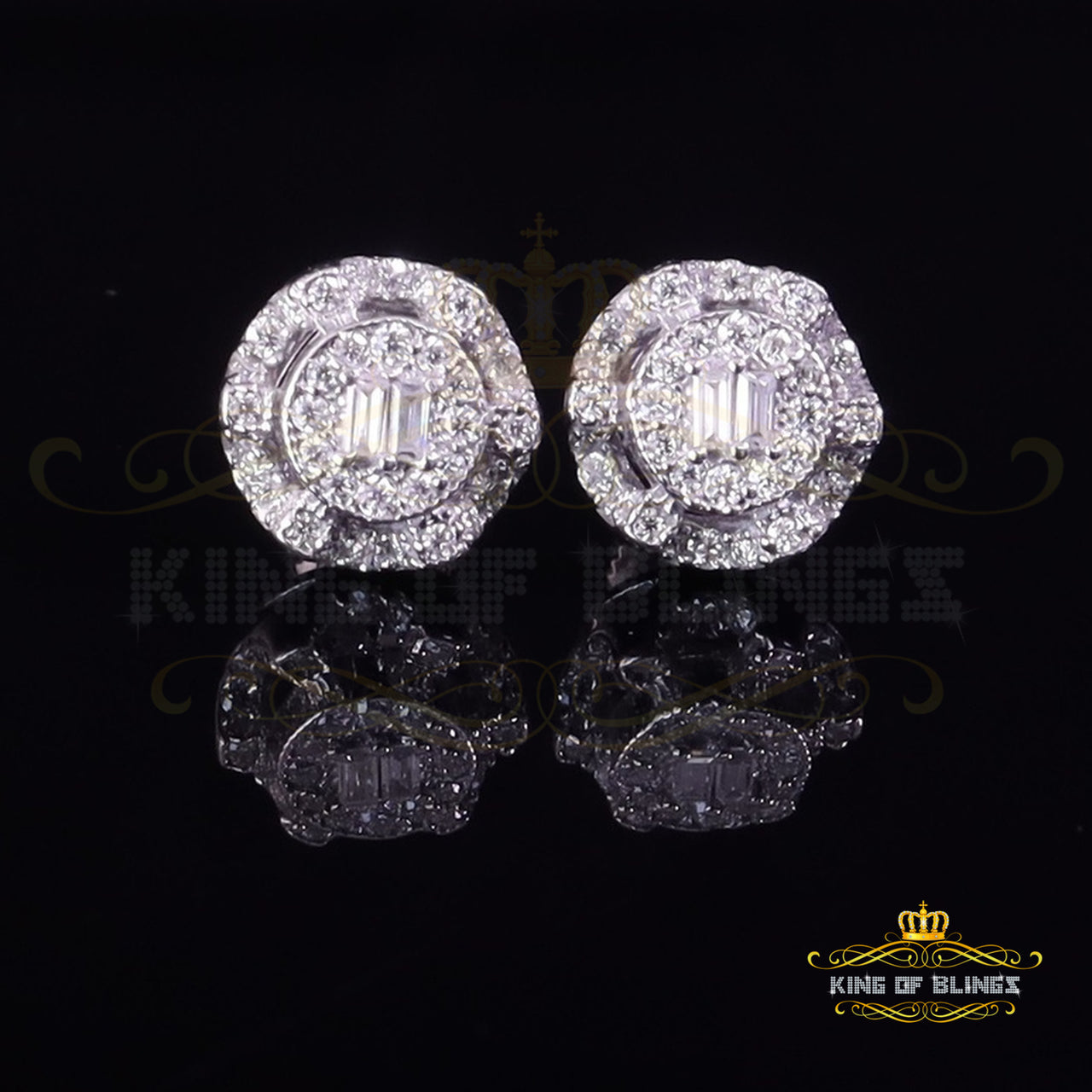 King of Bling's 0.50ct VVS 'D' Moissanite Men's/Womens White Silver Round Earrings KING OF BLINGS