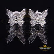 King of Blings- Women's 0.17ct Cubic Zirconia Butterfly Stud Earrings White 925 Sterling Silver KING OF BLINGS