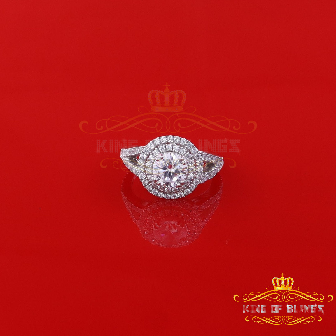 King Of Bling's3.34ct Cubic Zirconia Sterling White Silver Round Wedding Womens Ring Size 7