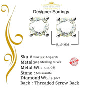 King  of Bling's Stud 925 silver Yellow 4.50ct VVS 'D' Moissanite Men & Women Stud Stud Earrings KING OF BLINGS