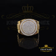 King Of Bling's 925 silver Jewelry yellow 2.50CT Cubic Zirconia Wide Round Ring Size 11 KING OF BLINGS