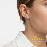 King Of Bling's 0.03ct Diamond Stud Earrings For Women White 925 Sterling Silver Stud For Men KING OF BLINGS