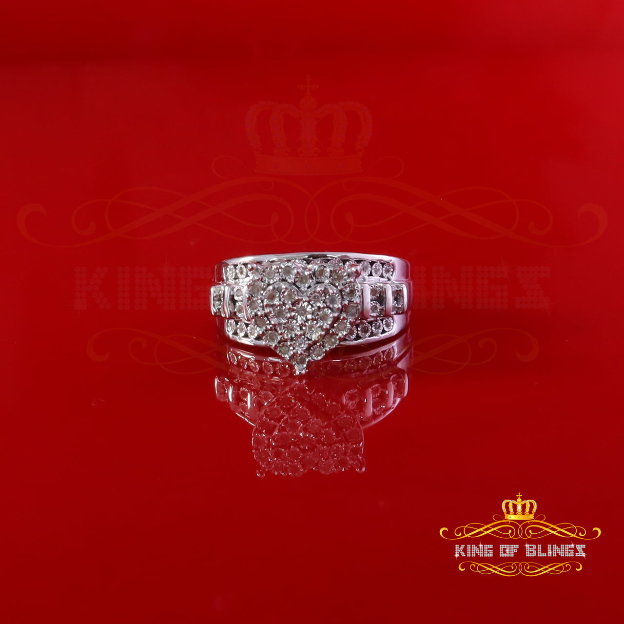 King Of Bling's New Cindarella Heart Ring SZ 7 Real Diamond 0.25ct White 925 Silver for Women King of Blings