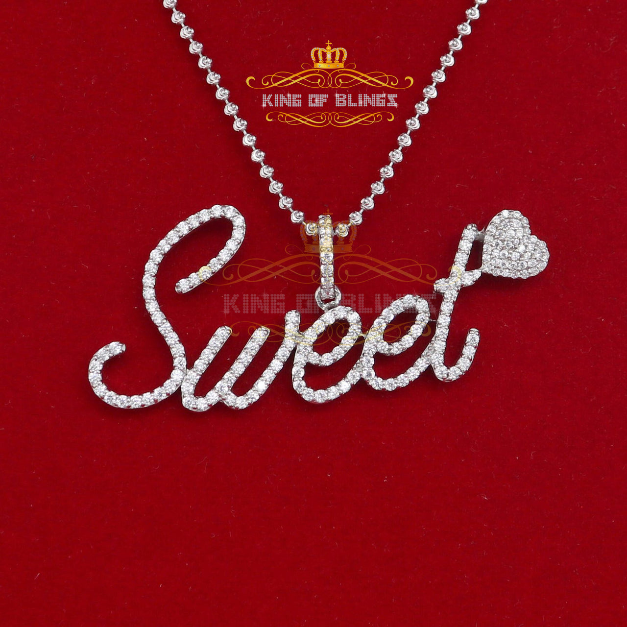 White 925 Fancy Sterling Silver Sweet Tiny Heart Pendant 4.26ct Cubic Zirconia KING OF BLINGS