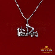 King Of Bling's White 925 Sterling Silver with Allah-hu-Akbar Pendant 5.70ct Moissanite KING OF BLINGS