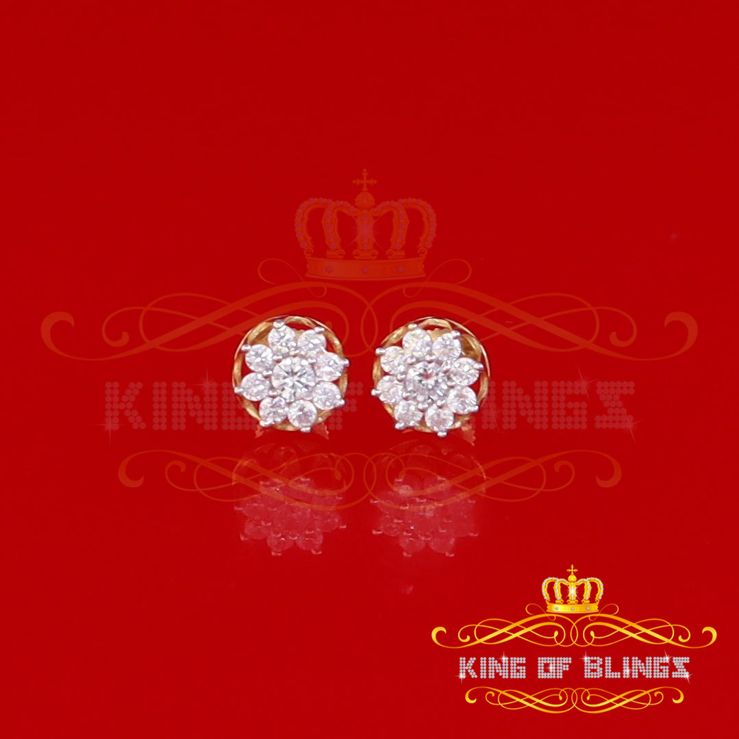 King of Bling's Yellow 925 Silver Cubic 1.14ct Zirconia Women's & Men's Hip Hop Flower Earrings