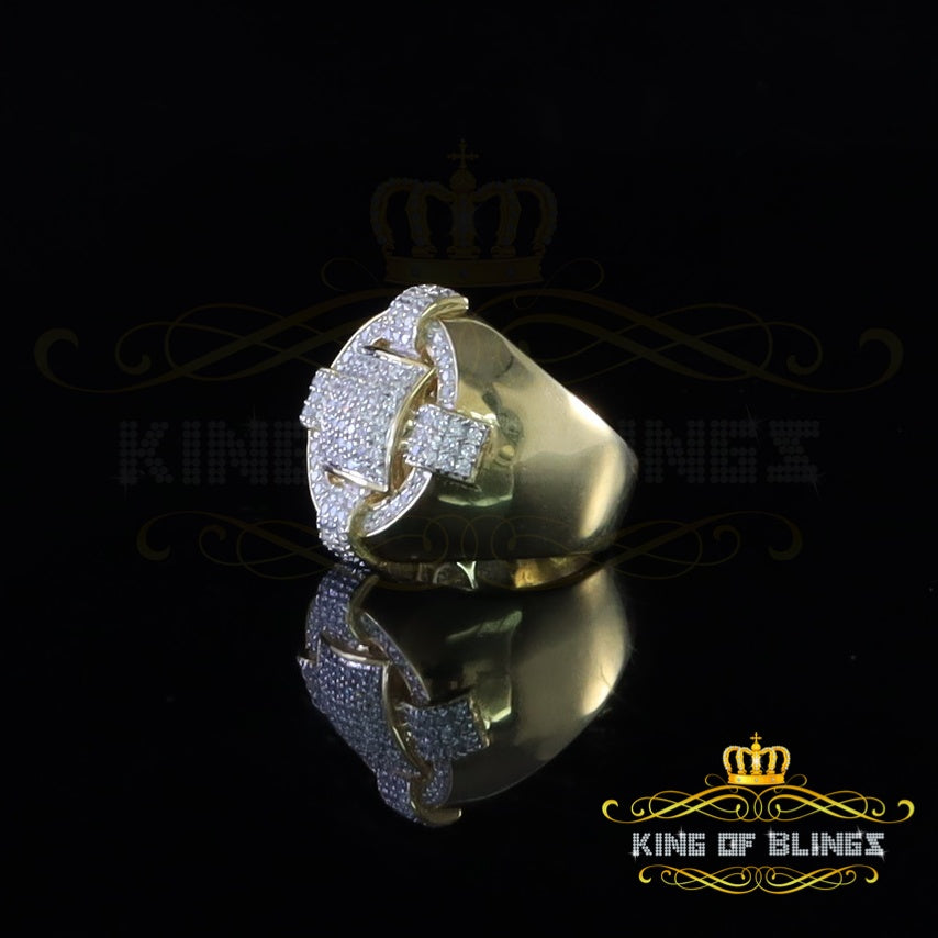 King Of Bling's 925 Sterling Yellow Silver Square 3.80ct Cubic Zirconia Womens Ring Size 10