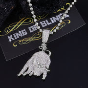 King Of Bling's White Sterling Silver Pendant Beautiful OX Shape 3.32ct Cubic Zirconia KING OF BLINGS