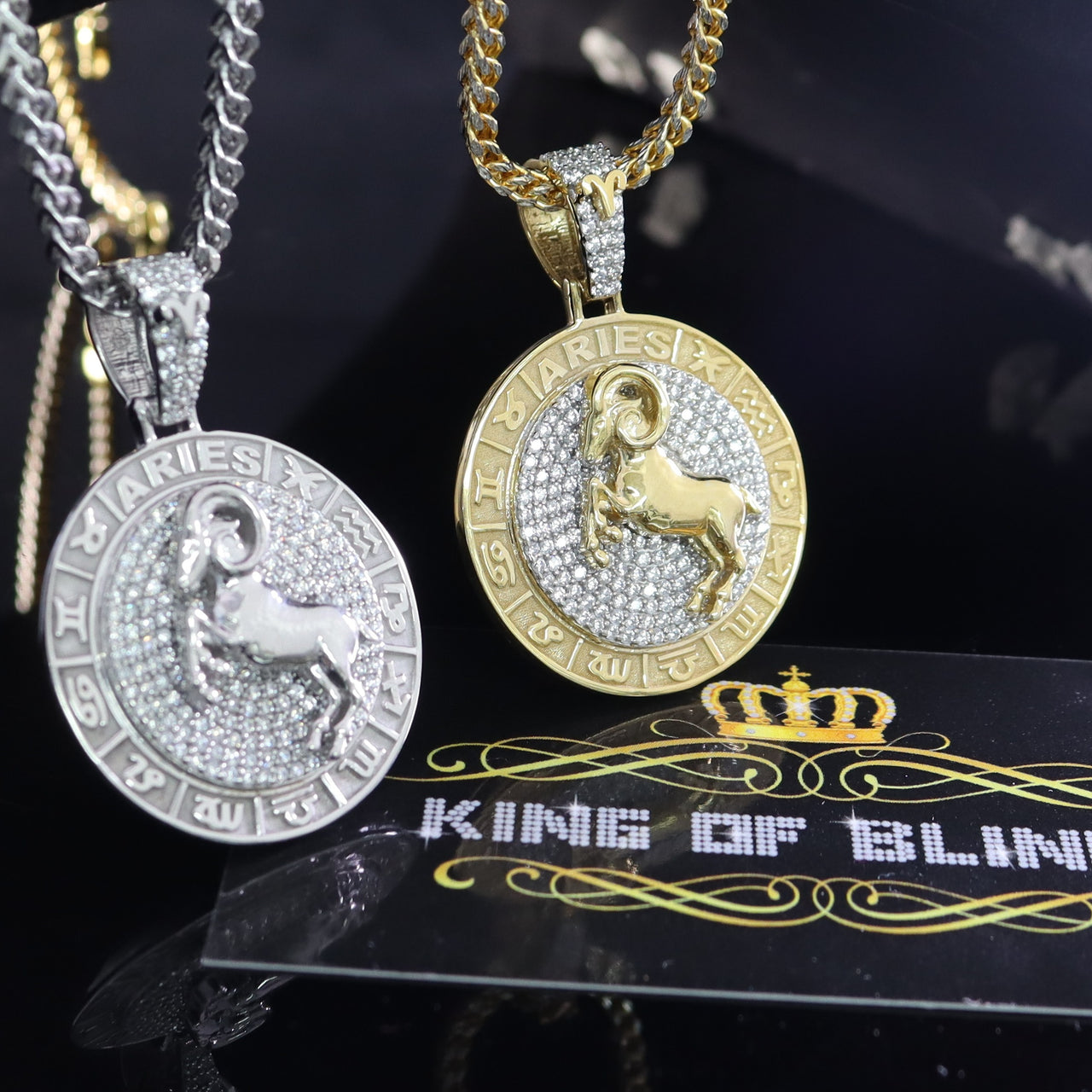 ARIES Pendant For Men's & Women's 2.23ct Cubic Zirconia Sterling White Silver KING OF BLINGS