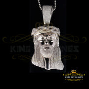 White 925 Sterling Silver Jesus Crown Shape Pendant with 7.41ct Cubic Zirconia KING OF BLINGS