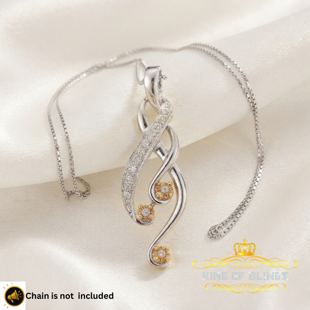 King Of Bling's Real 0.05CT Diamond Stones FASHION Sterling Charm Necklace Silver White Pendant KING OF BLINGS