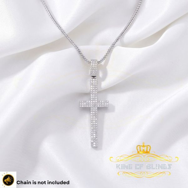 King Of Bling's Attractive Fancy 925 Sterling White Silver CROSS Pendant 1.41ct Cubic Zirconia