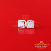 King  of Bling's Men's/Womens 925 Silver Yellow 1.10ct VVS 'D' Moissanite Square Stud Earrings KING OF BLINGS