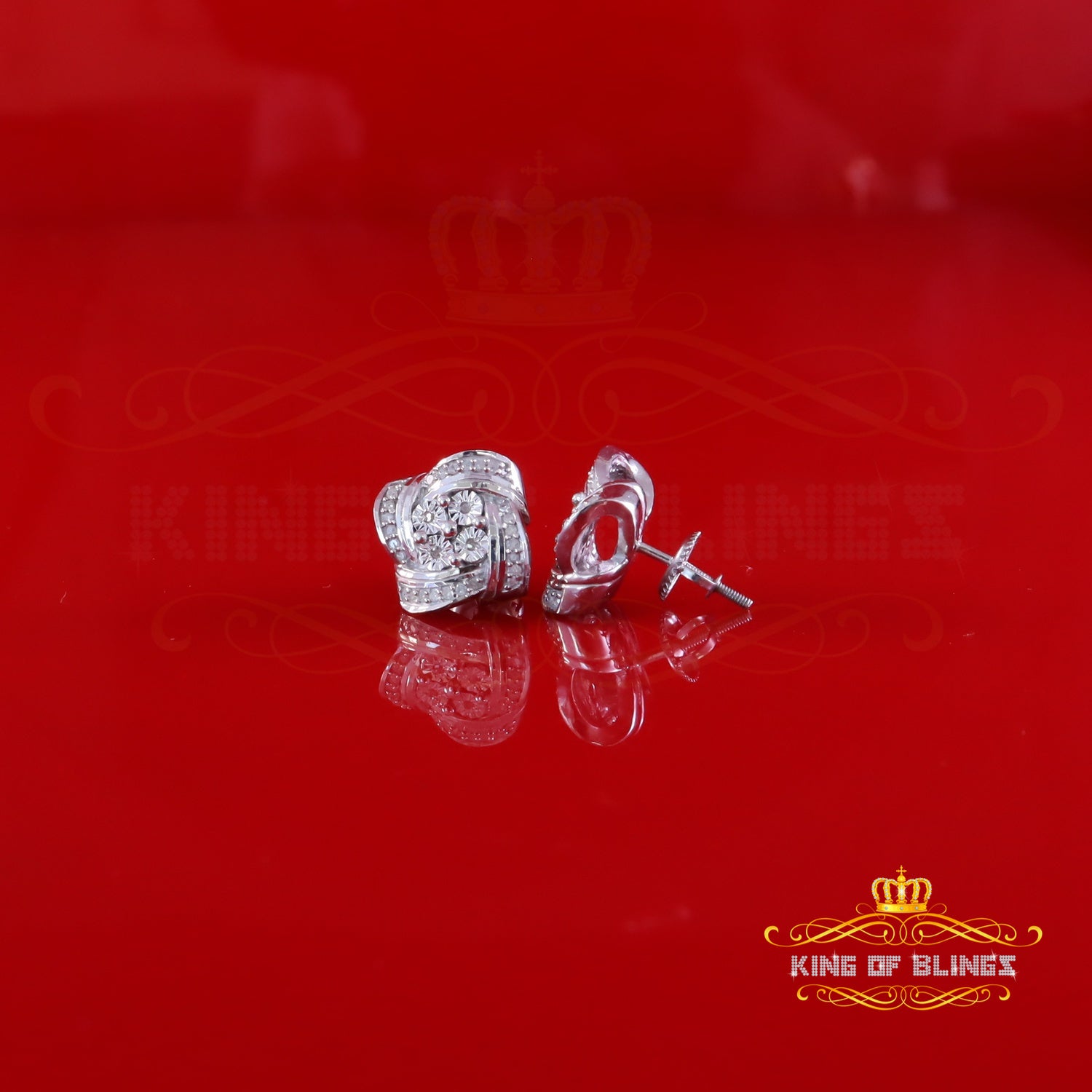 King Of Bling's 0.33ct Diamond 925 Sterling Silver White for Men's & Women Stud SWRILL Earrings King of Blings