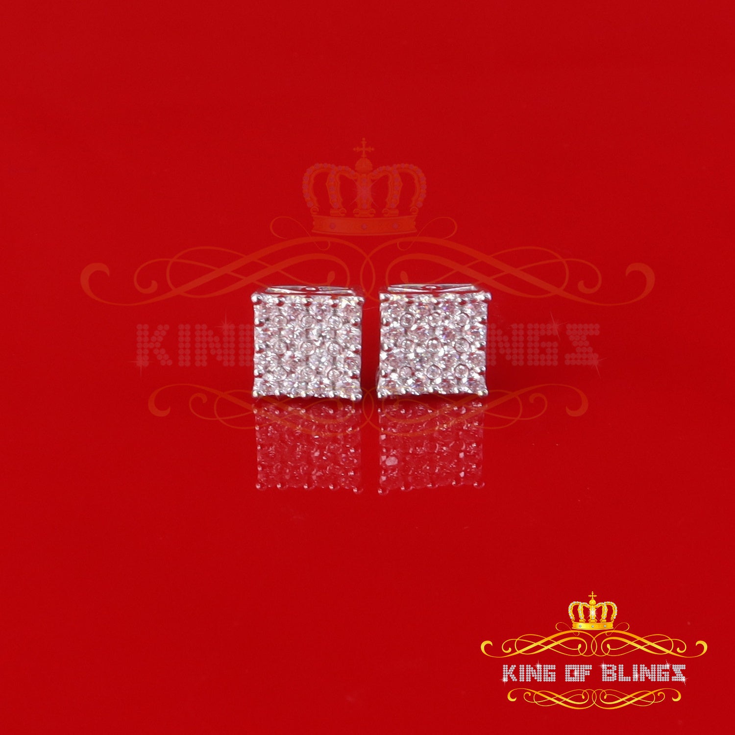 King of Bling's Men's/Womens 925 Sterling Silver White 1.00ct VVS 'D' Moissanite Stud Earrings KING OF BLINGS