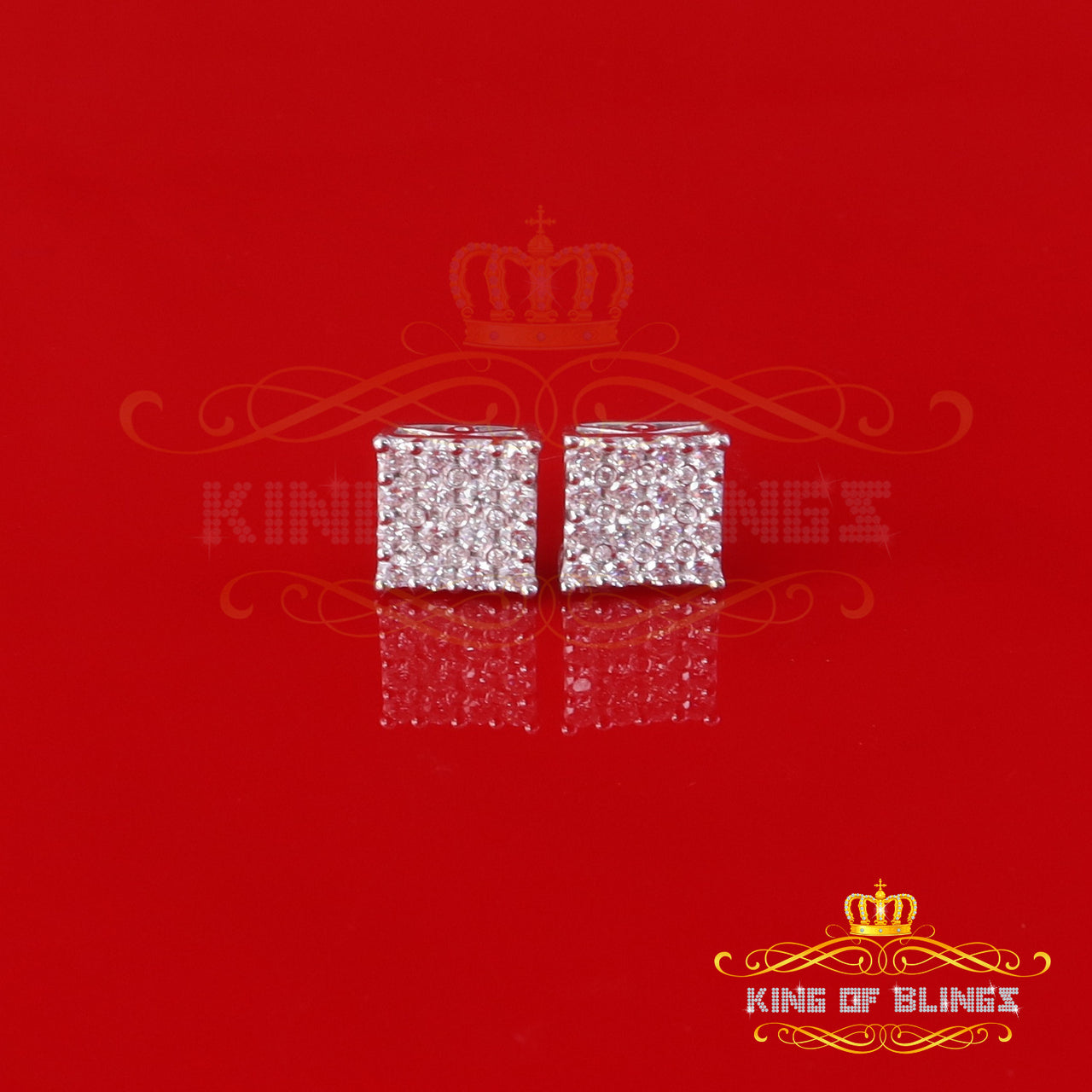 King of Bling's Men's/Womens 925 Sterling Silver White 1.00ct VVS 'D' Moissanite Stud Earrings KING OF BLINGS