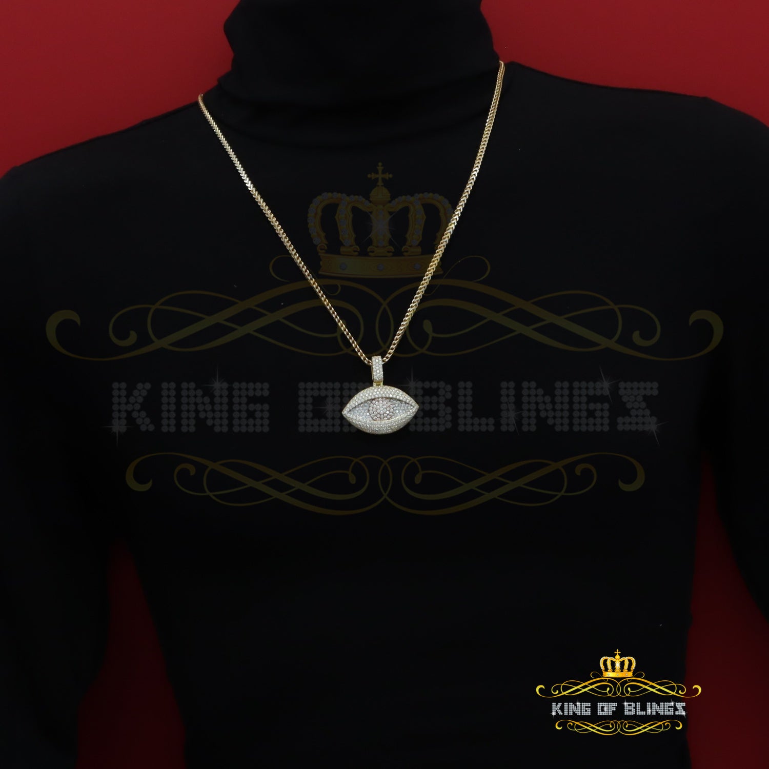 King Of Bling's Yellow Rose Pendant 5.0ct VVS D Evil Eye Moissanite White Silver Men's & Women's KING OF BLINGS