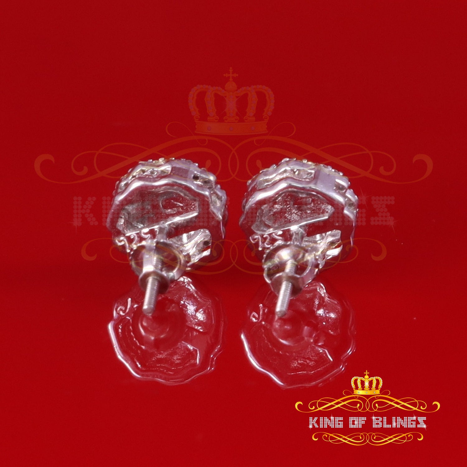 King Of Bling's 0.15ct Diamond 925 Sterling White Silver For Men's & Womens Stud Nugget Earrings KING OF BLINGS