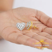 King of Bling's 1.18ct Cubic Zirconia 925 Yellow Sterling Silver Women's Hip Hop Heart Earrings KING OF BLINGS