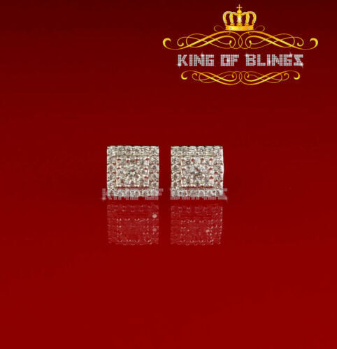 King of Bling's 1.2ct Cubic Zirconia 925 Yellow Silver Women's & Men's Hip Hop Square Earrings KING OF BLINGS