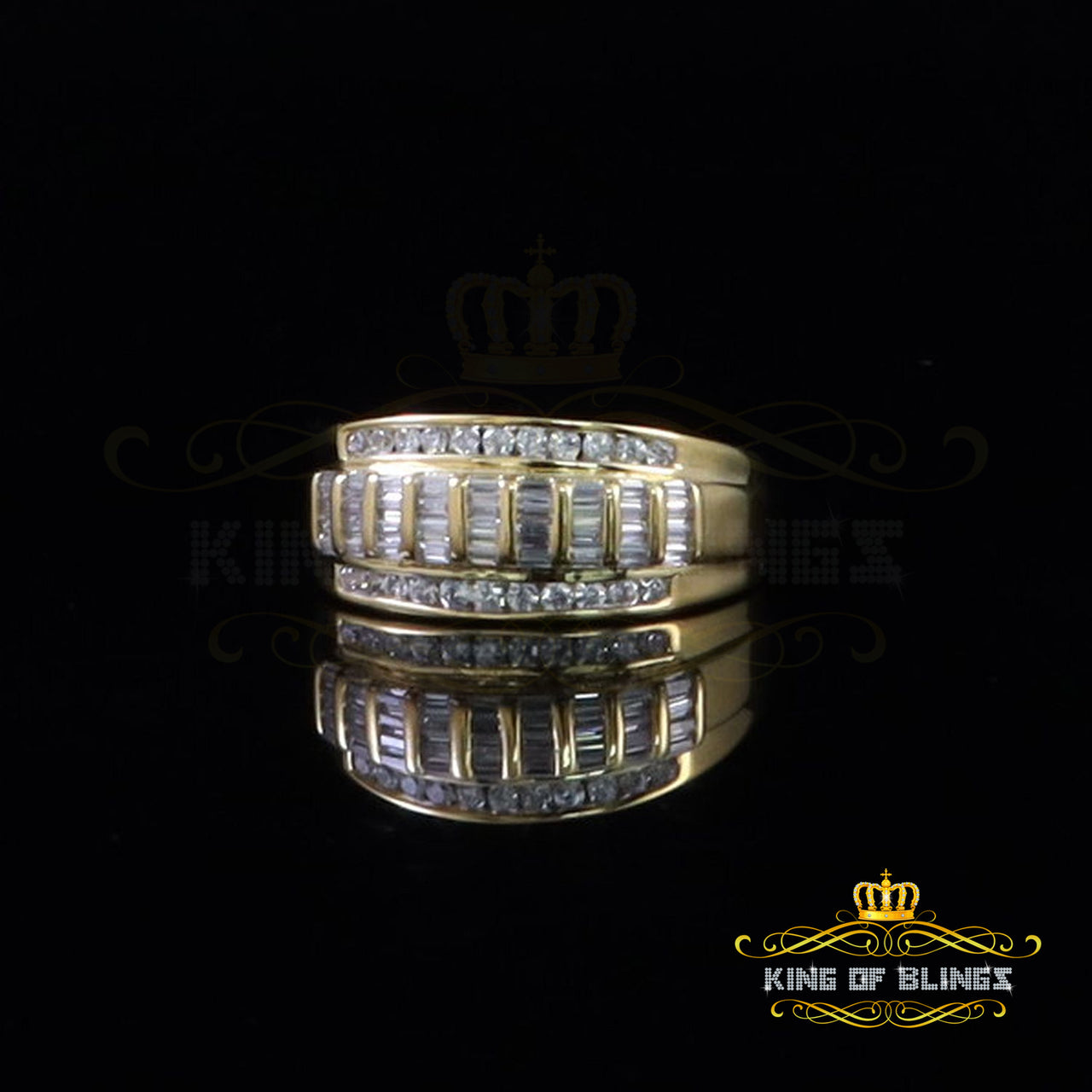 King Of Bling's 925 Sterling Silver Yellow 1.75ct Cubic Zirconia Women's/Men's Ring Size 10