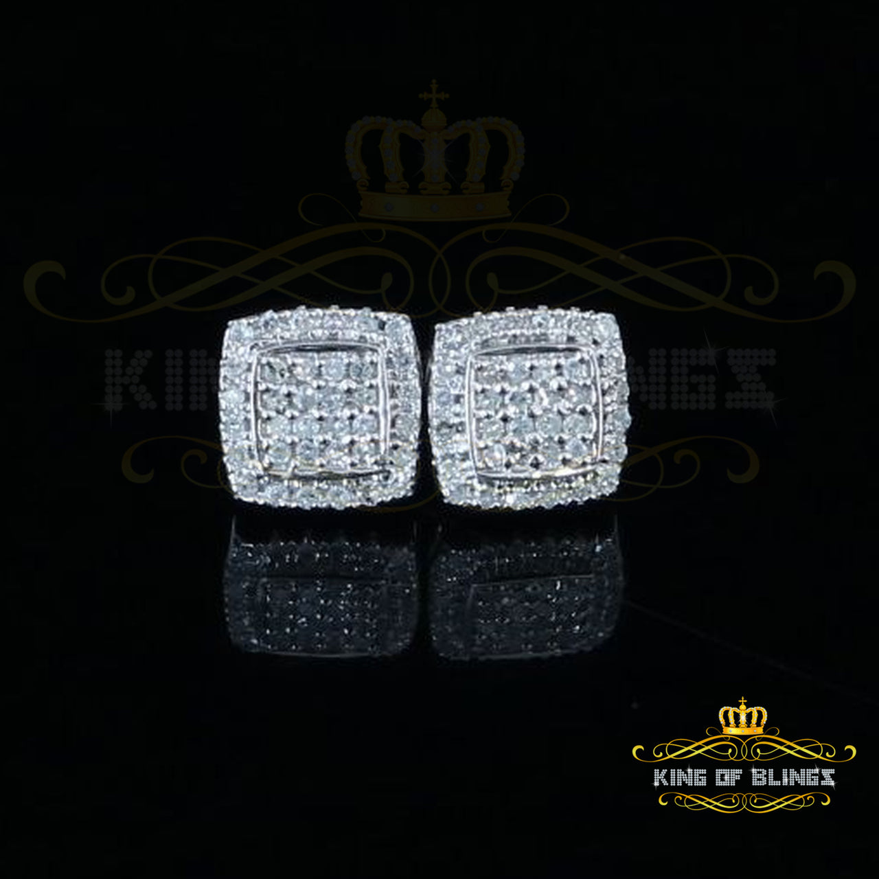 King Of Bling's 0.50ct Diamond 925 Silver White Hip Hop Stud For Men's & Women's Stud Earrings