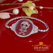 King Of Bling's Floating Face Skull Silver White Men's/Womens Bracelet Cubic Zirconia SZ 7 Inch KING OF BLINGS
